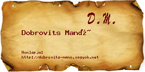 Dobrovits Manó névjegykártya